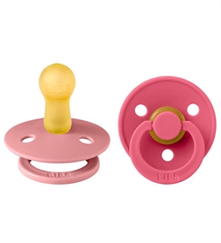 Bibs Pacifier Colour, 2-Pak, Dusty Pink/Coral, Str. 2